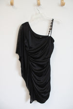 Deb Black Ruched Beaded Strap Cocktail Dress | S