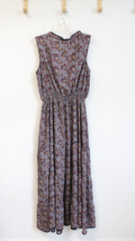 Max Studio Navy Orange & Yellow Paisley Print Maxi Dress | L