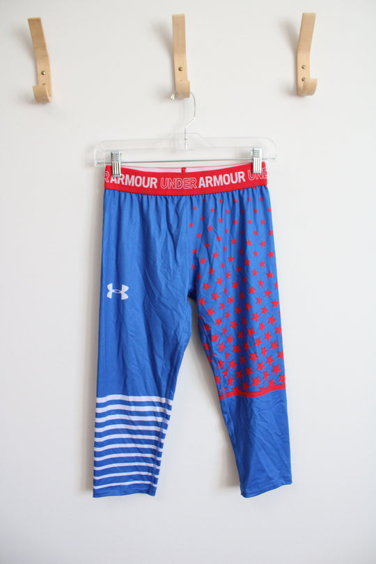 Under Armour Red White & Blue Stars & Striped Leggings | Youth L