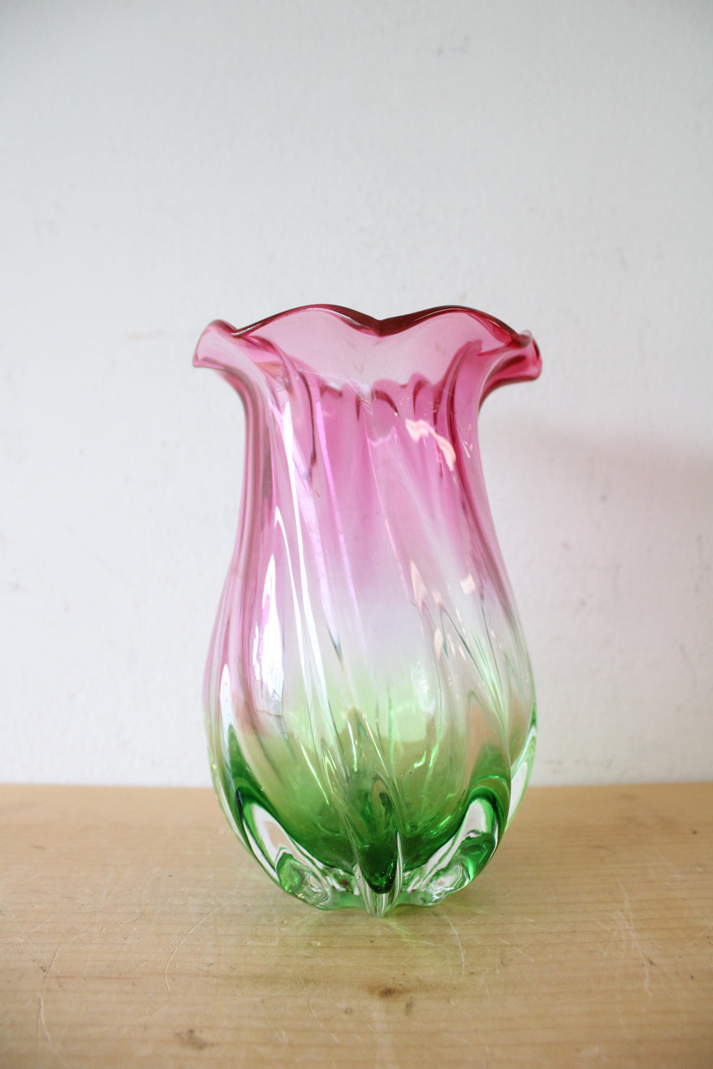 Teleflora Pink & Green Swirl Vase | 7.5"