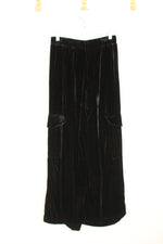 Johnny Was Jade Black Velvet Silk Wide Leg Cargo Pants | XS