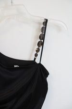 Deb Black Ruched Beaded Strap Cocktail Dress | S