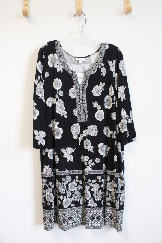 NEW J.Jill Black & White Floral Dress | XL Petite