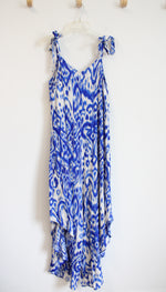 NEW Vince Camuto Blue Tan & White Patterned Maxi Dress | M
