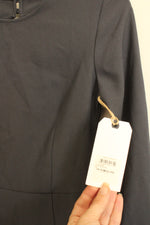 NEW Leith for Nordstrom Gray Sheath Dress with Open Back and LS Ruffle Sleeves | XS
