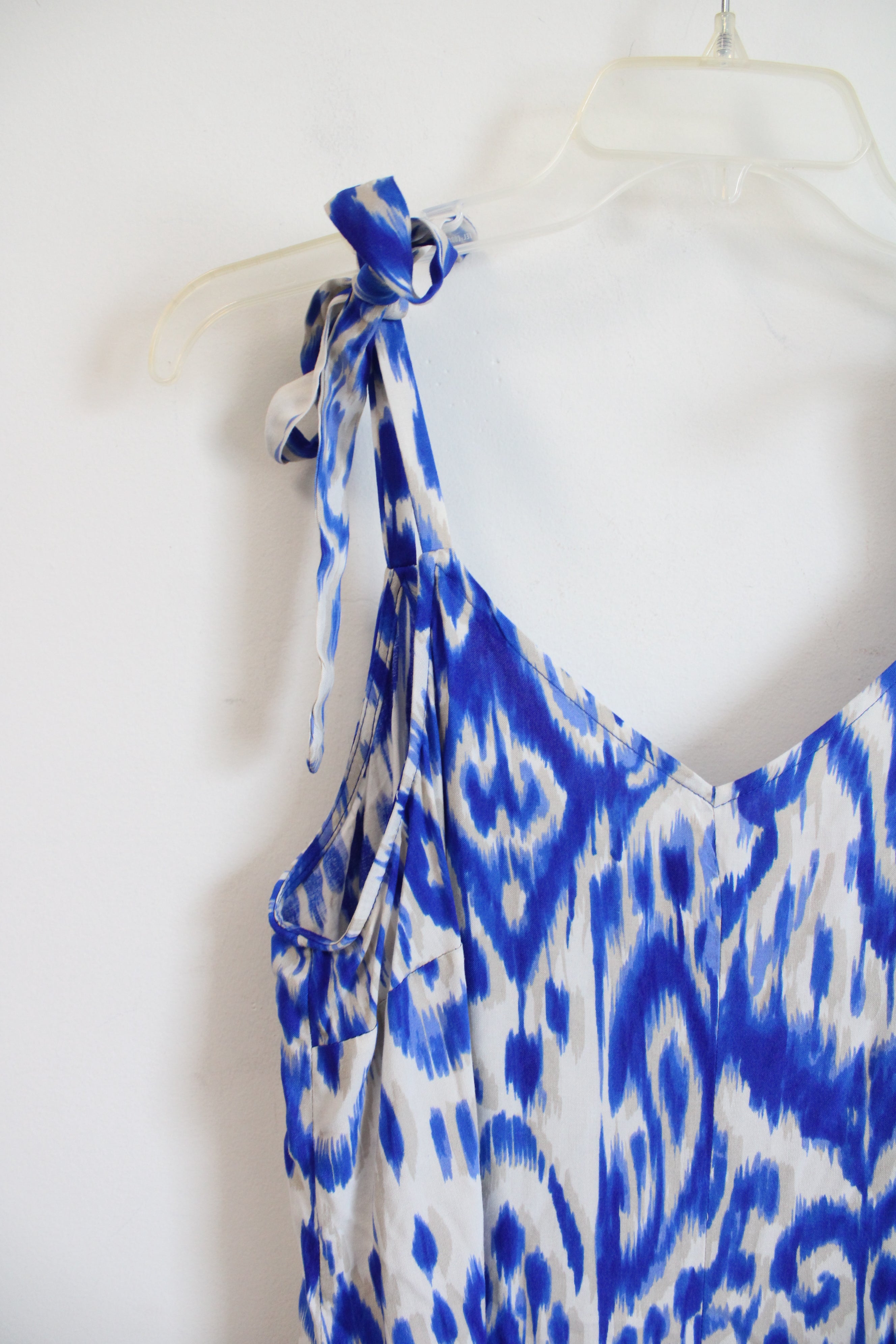 NEW Vince Camuto Blue Tan & White Patterned Maxi Dress | M
