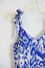 NEW Vince Camuto Blue Tan & White Patterned Maxi Dress | M