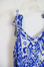 NEW Vince Camuto Blue Tan & White Patterned Maxi Dress | M