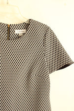 Calvin Klein Black and White Printed SS Dress with Back Zipper  | 10