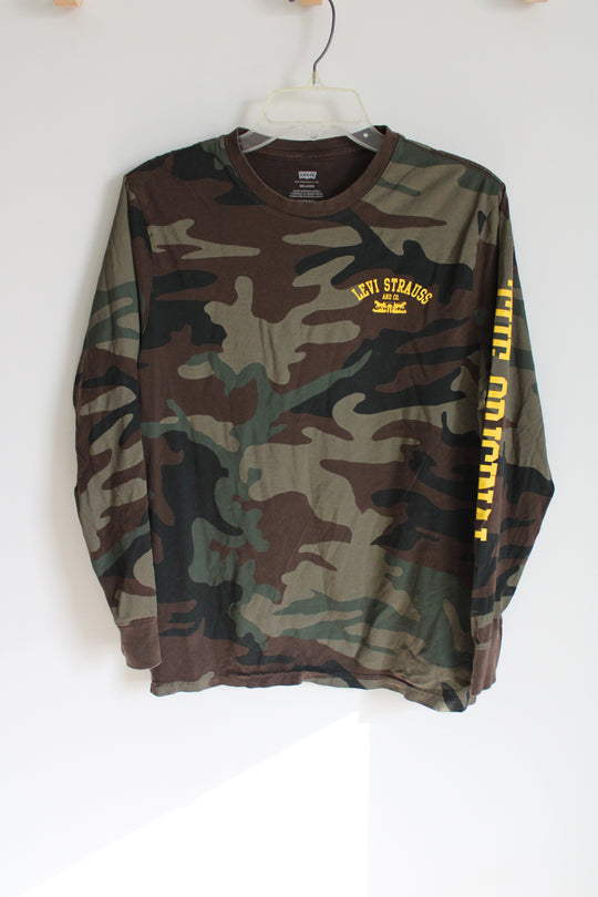 Levi's Green Camo Long Sleeved Logo Shirt | XS