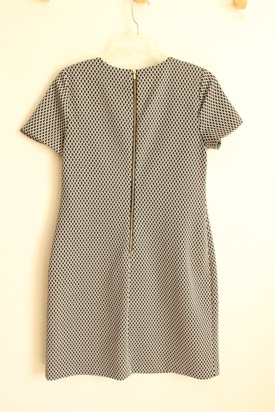 Calvin Klein Black and White Printed SS Dress with Back Zipper  | 10