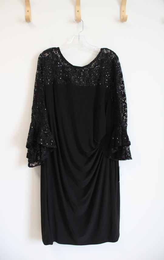 NEW R&M Richards Black Sequined Lace Dress | 20W