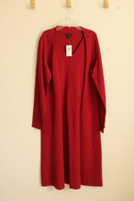 NEW J. Jill Dark Red LS Stretch Dress with Pockets | L-T