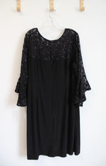NEW R&M Richards Black Sequined Lace Dress | 20W