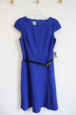 NEW Anne Klein Blue Belted Cap Sleeved Dress | 10