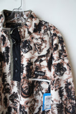 NEW Columbia Brown Black & Cream Patterned 1/4 Button Down Sweatshirt | L