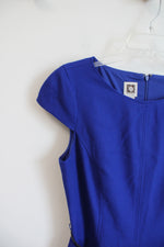 NEW Anne Klein Blue Belted Cap Sleeved Dress | 10