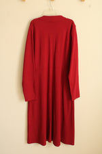 NEW J. Jill Dark Red LS Stretch Dress with Pockets | L-T