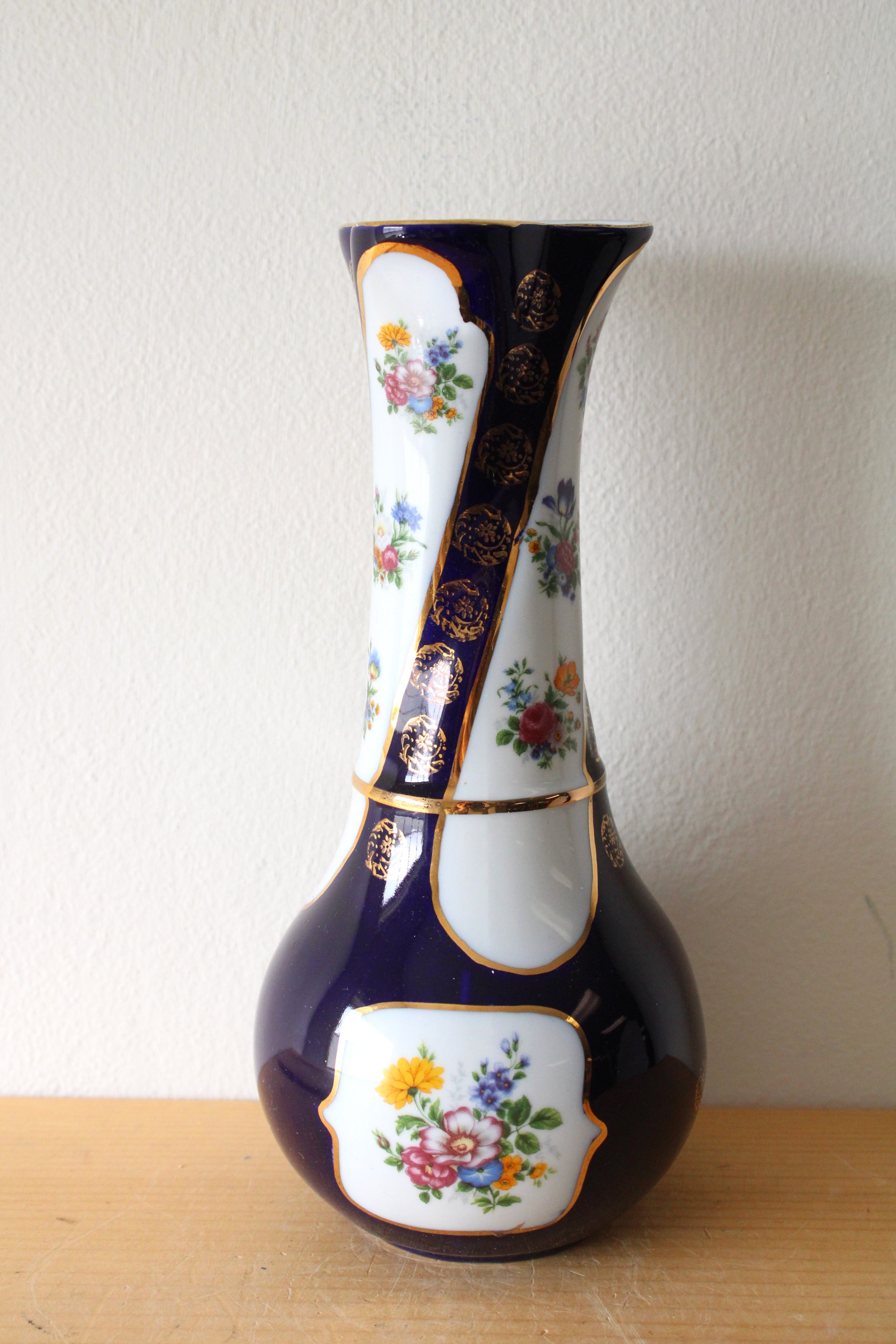 Iris Fine Porcelain Blue Painted Floral Vase