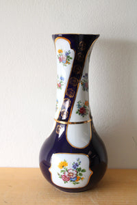 Iris Fine Porcelain Blue Painted Floral Vase