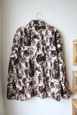 NEW Columbia Brown Black & Cream Patterned 1/4 Button Down Sweatshirt | L