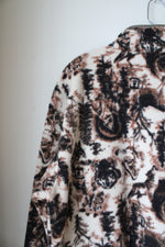 NEW Columbia Brown Black & Cream Patterned 1/4 Button Down Sweatshirt | L