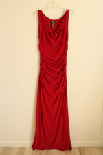 Ralph Lauren Red Sleeveless Maxi Dress with Side Rouching | 10