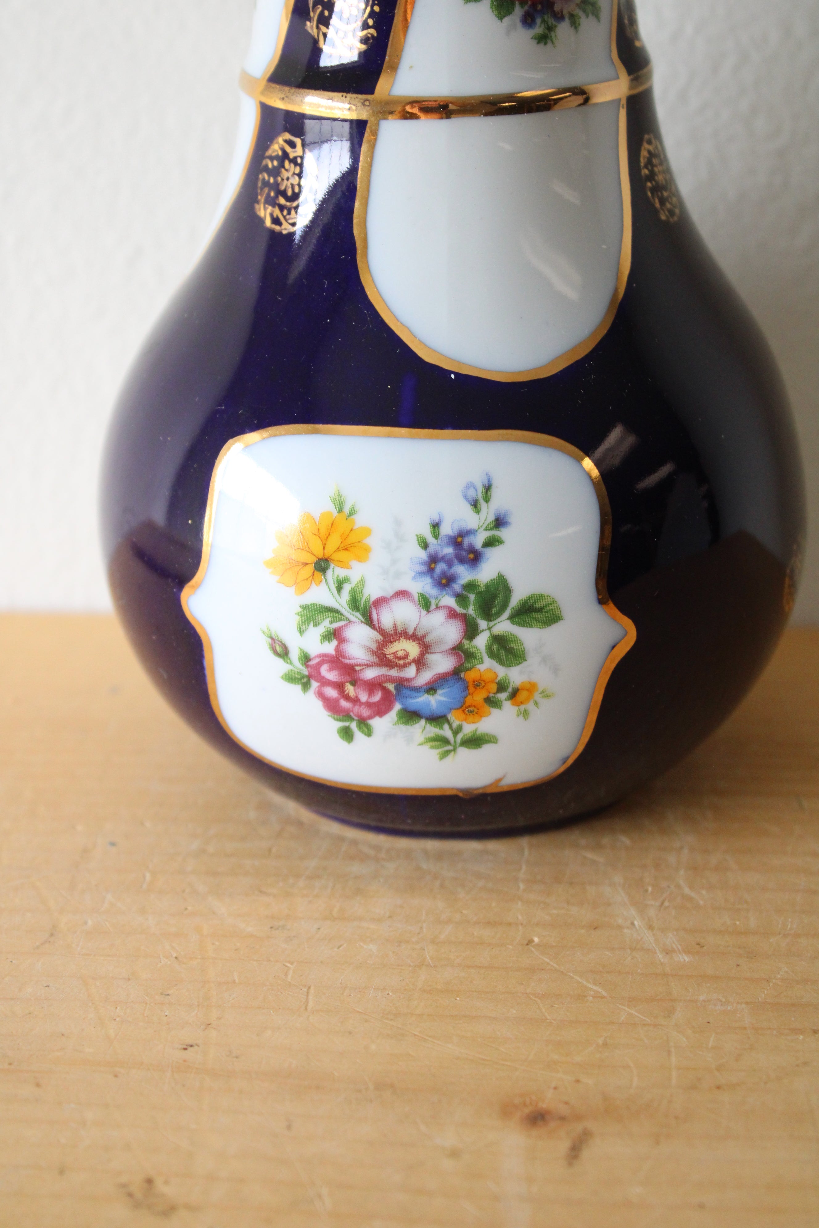 Iris Fine Porcelain Blue Painted Floral Vase