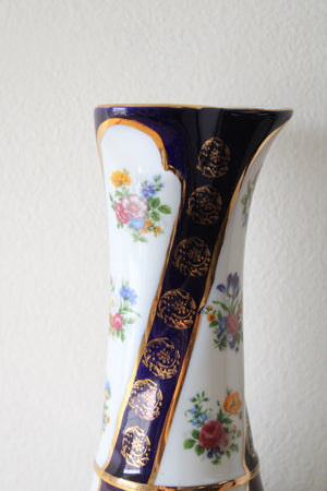 Iris Fine Porcelain Blue Painted Floral Vase