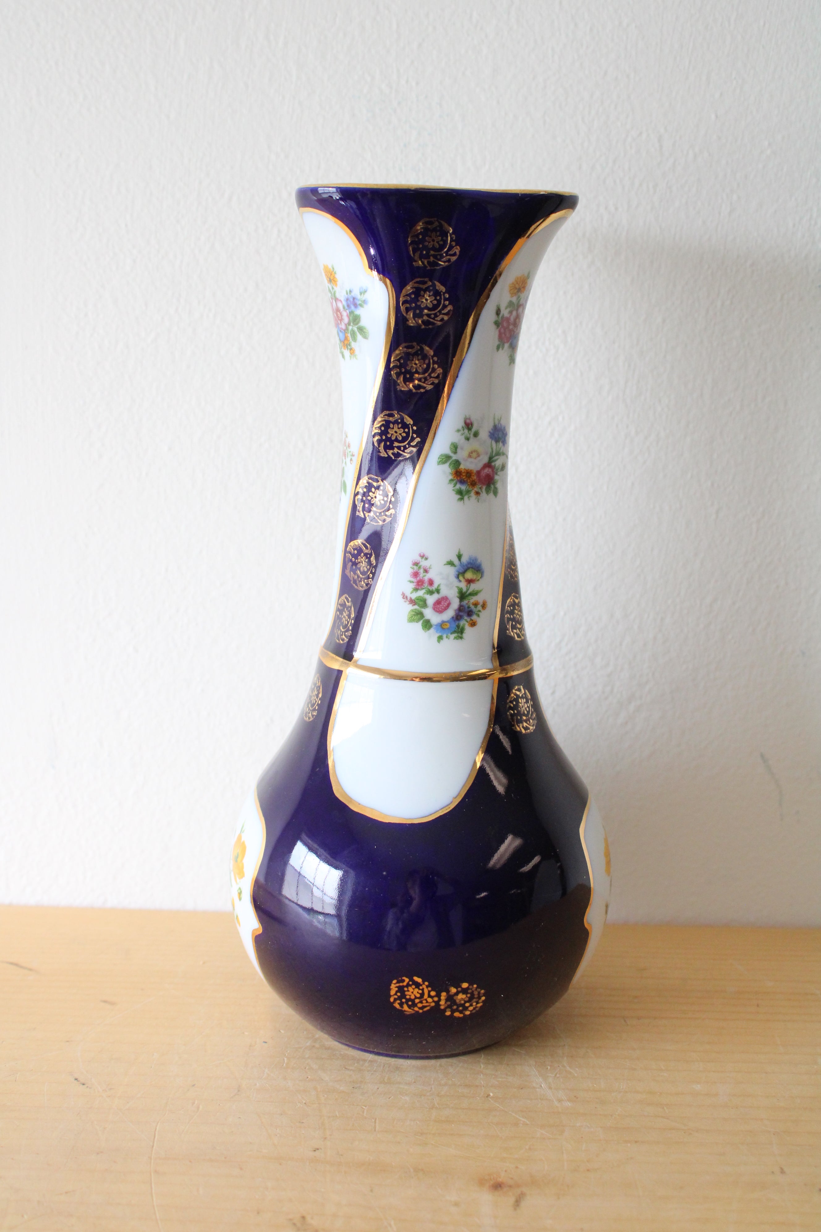 Iris Fine Porcelain Blue Painted Floral Vase