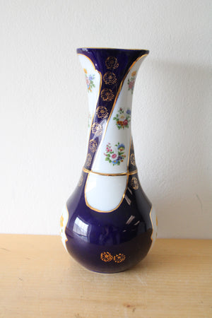 Iris Fine Porcelain Blue Painted Floral Vase