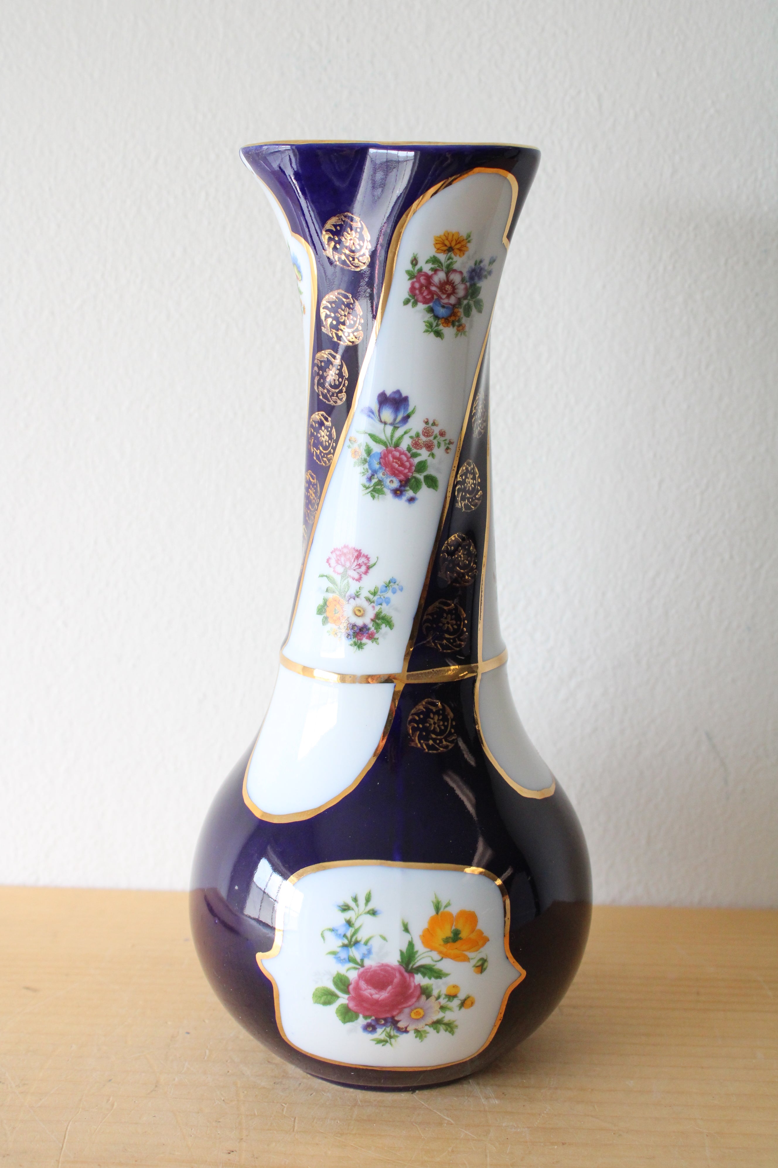 Iris Fine Porcelain Blue Painted Floral Vase