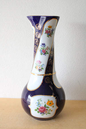 Iris Fine Porcelain Blue Painted Floral Vase