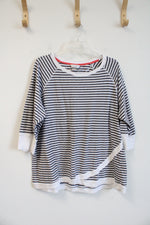 CJ Banks Gray & White Striped Top | 2X