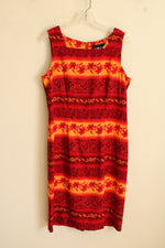 Sag Harbor Red and Yellow Tribal Hawaiian Flower Dress | 12