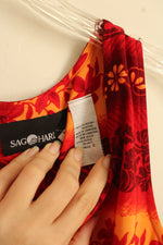Sag Harbor Red and Yellow Tribal Hawaiian Flower Dress | 12