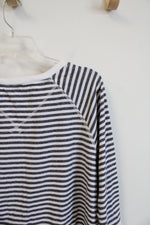 CJ Banks Gray & White Striped Top | 2X
