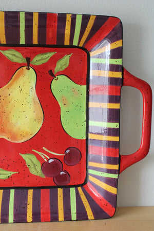 Pfaltzgraff Sedona Fruit Square Handled Tray