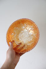 Vintage Marigold Floral Iridescent Carnival Glass Bowl