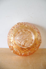 Vintage Marigold Floral Iridescent Carnival Glass Bowl