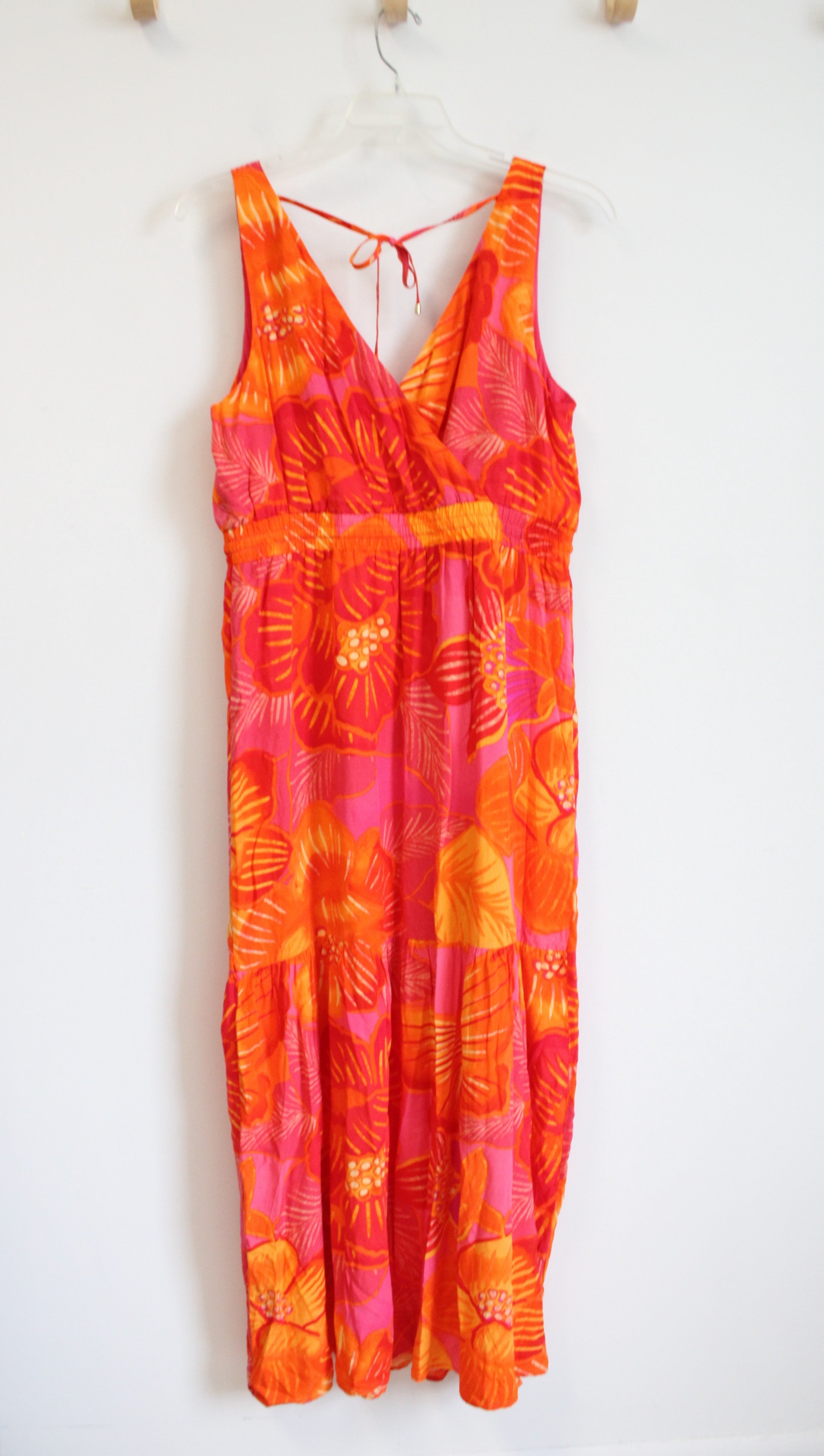 Rachel Zoe Pink & Orange Tropical Print Maxi Dress | L Rachel Zoe Pink & Orange Tropical Print Maxi Dress | L