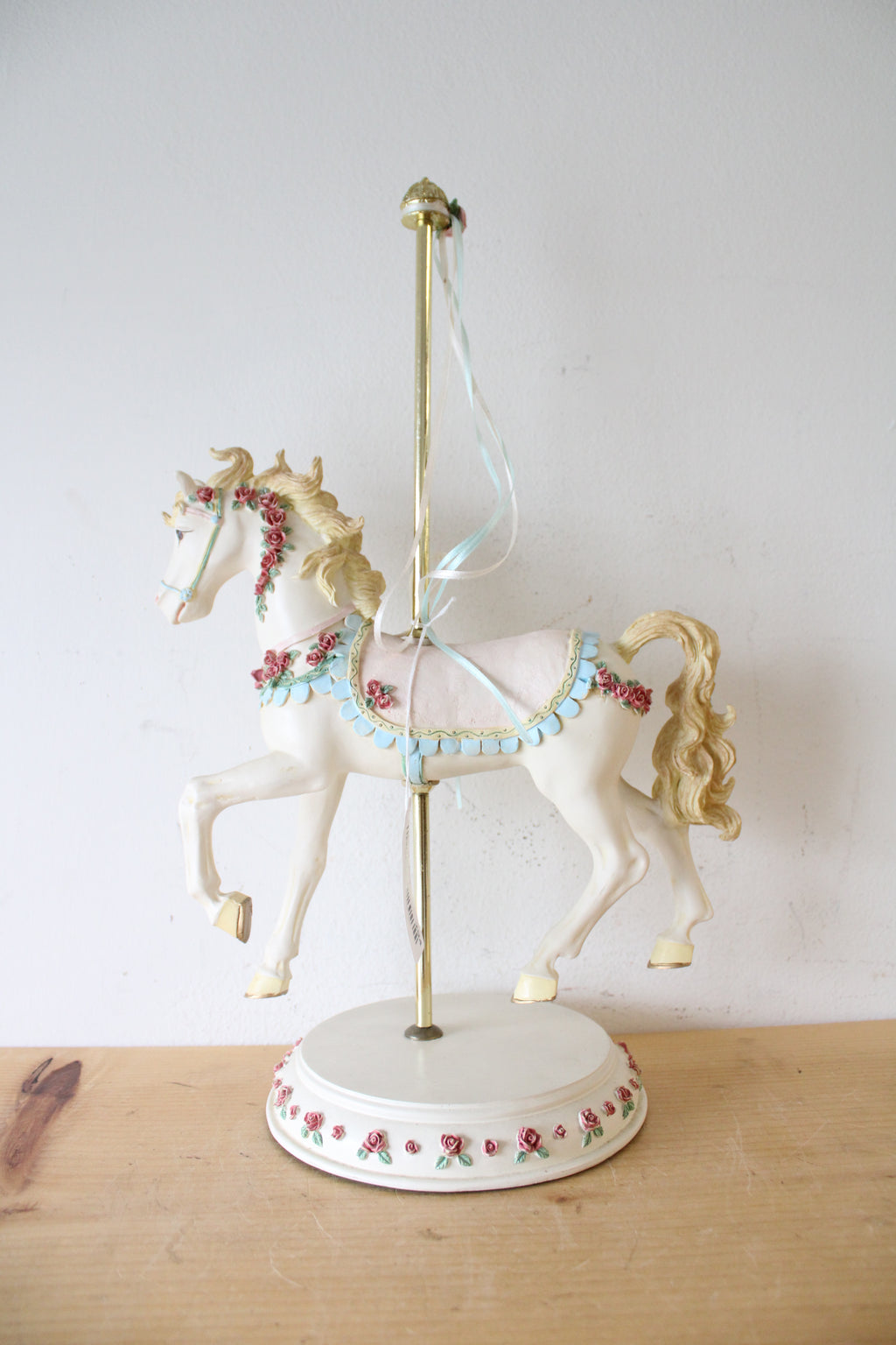 Vintage Carousel Horse Floral Statue