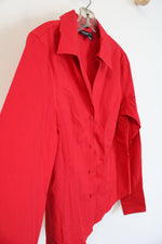 Jones New York Red Button Down Top | 6