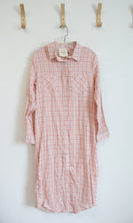 NEW Fantastic Fawn Pink Plaid Button Down Cotton Dress | S