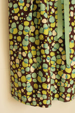 Madison Leigh Petite Vintage Style Brown and Green Polka Dot Dress with Built-in Bra | 6P