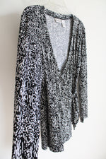 Chico's Black White Speckled Wrap Blouse | 1 (M/8)