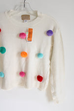 NEW Roebuck & Co. Pom Pom White Sweater | 14 1/2-16 1/2