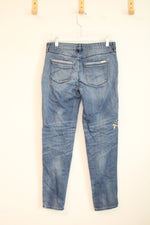 White House Black Market Gold Beaded Floral Straight Leg Jeans | 00