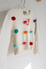 NEW Roebuck & Co. Pom Pom White Sweater | 14 1/2-16 1/2