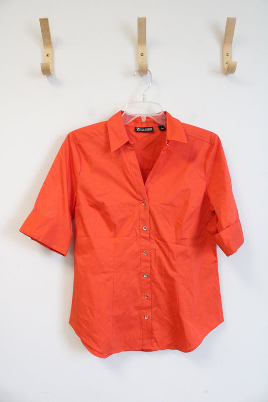 New York & Company 7th Avenue Orange Button Down Top | S